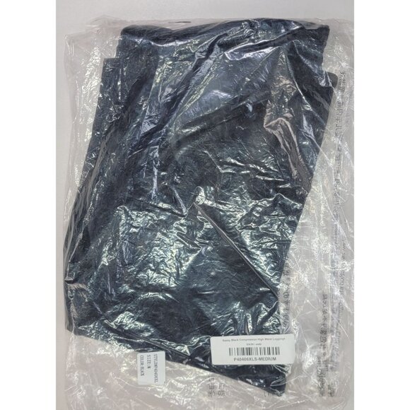 White Birch Leggings High Waist Sassy Black Compression Womens Size Med New - Picture 3 of 8